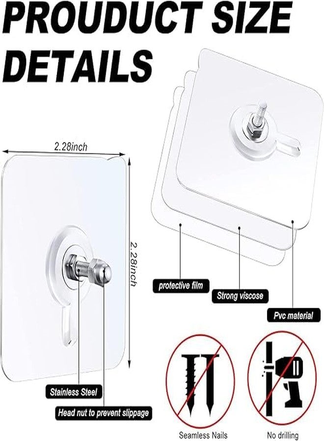 Swaze Wall Hooks, Self Adhesive Made in India (NOT China) Hooks, Heavy Duty Strong for Kitchen Accessories Items Stainless Steel, Sticky Nail Patch No Drilling (Adhesive Nail/Wall Hook, Pack of 20) - Image 3